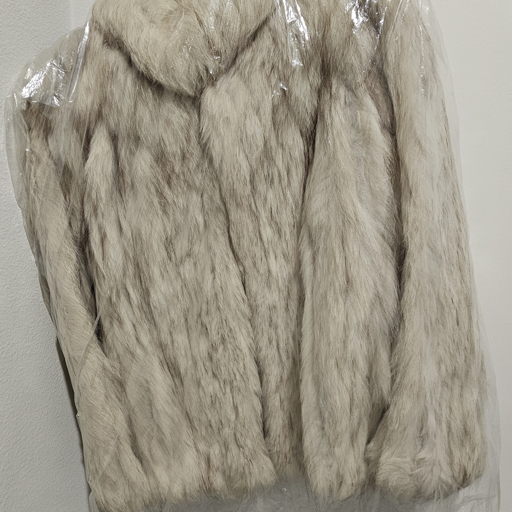 Vintage Rabbit Fur Coat in Soft Gray